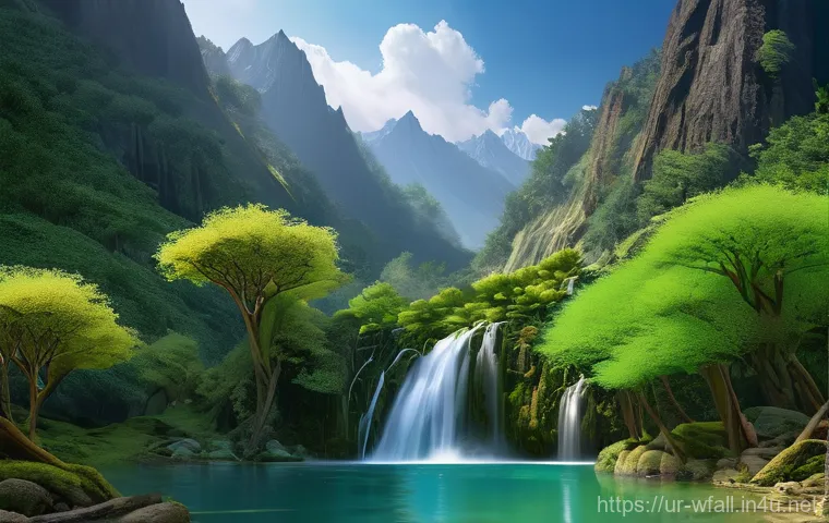 폭포에 대한 신화와 전설 - A breathtaking, mystical waterfall nestled deep within the northern mountains of Pakistan, reminisce...