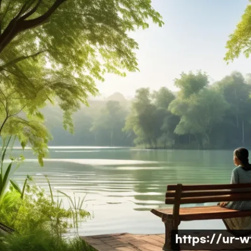 Home 29 폭포 탐방 후 힐링할 수 있는 장소 - A serene lakeside scene in a lush green setting during early morning, featuring gentle ripples on th...